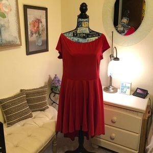 Bright Red Cap sleeve/ off the  shoulder dress
